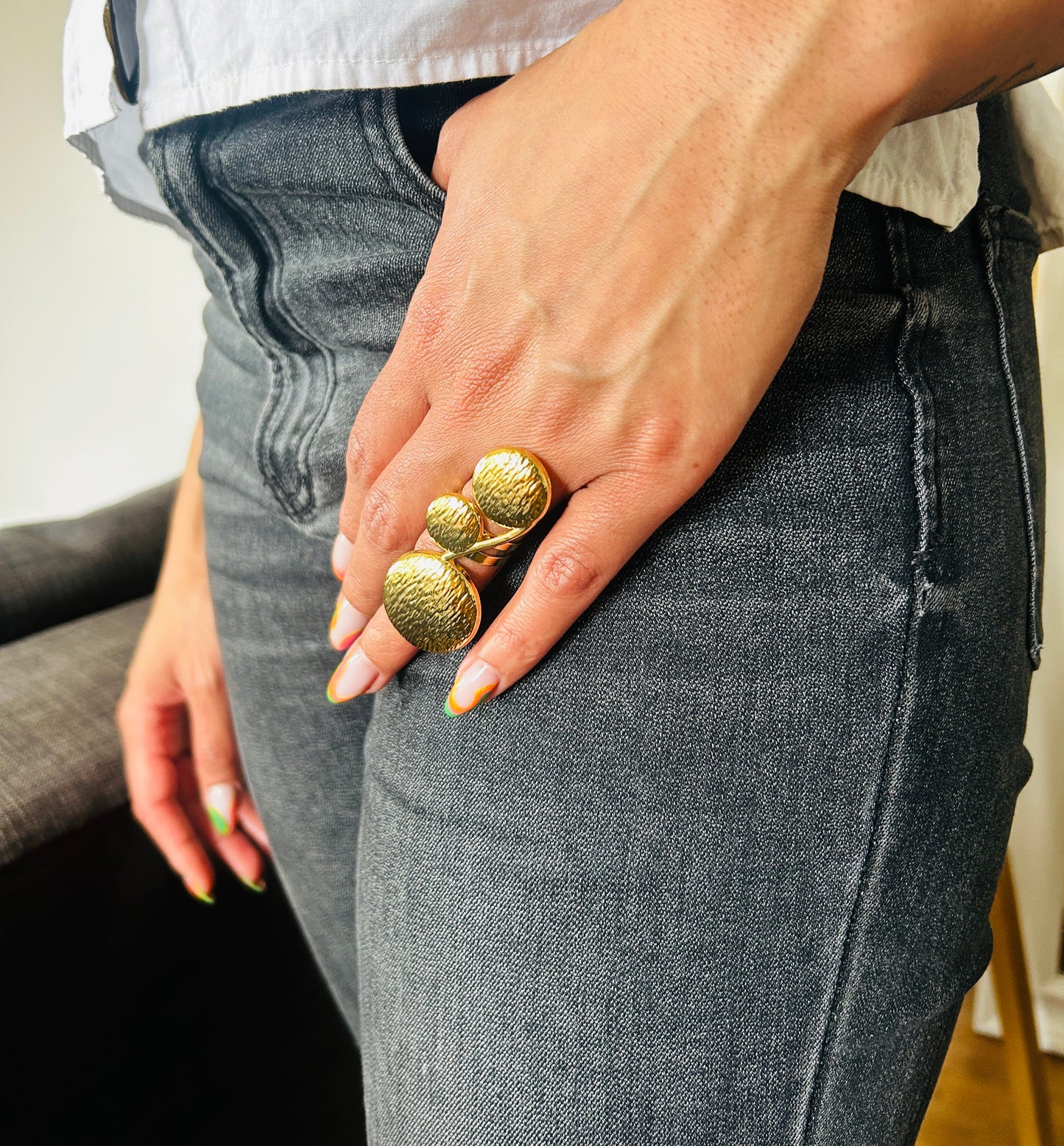 Bague fantaisie dorée