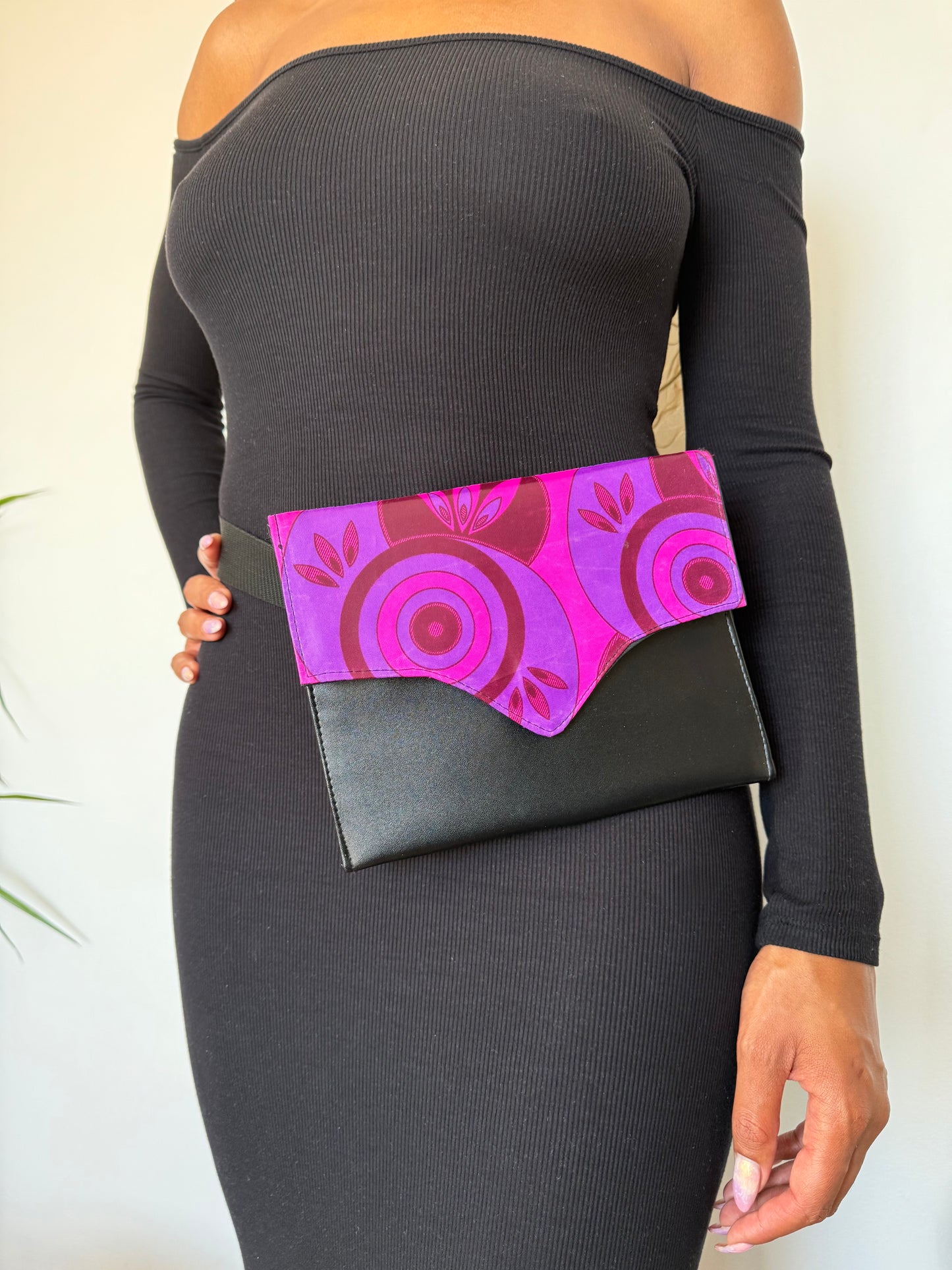 Pochette Banane Kora- Bazin Pink