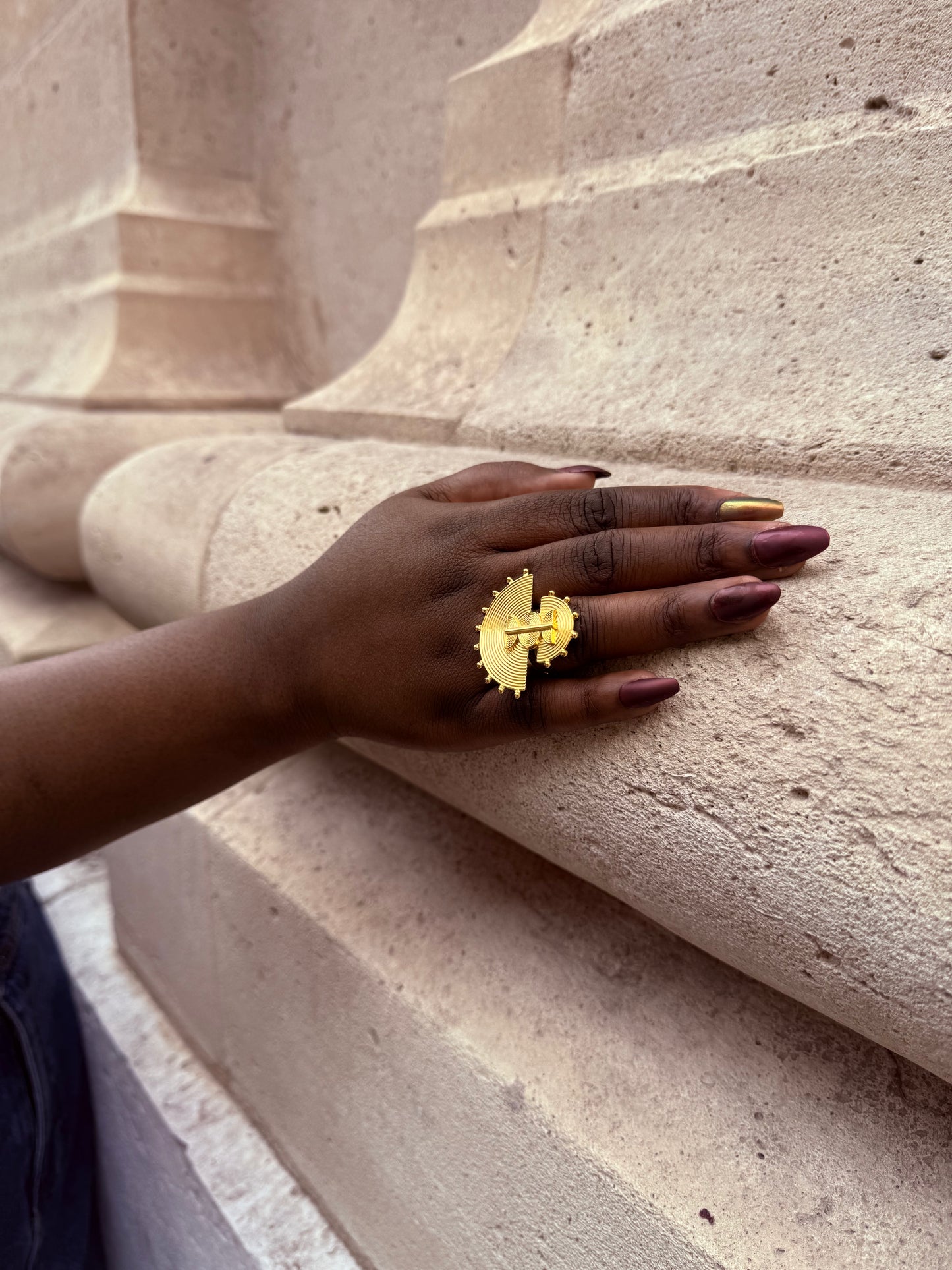 Bague ethnique dorée & ajustable