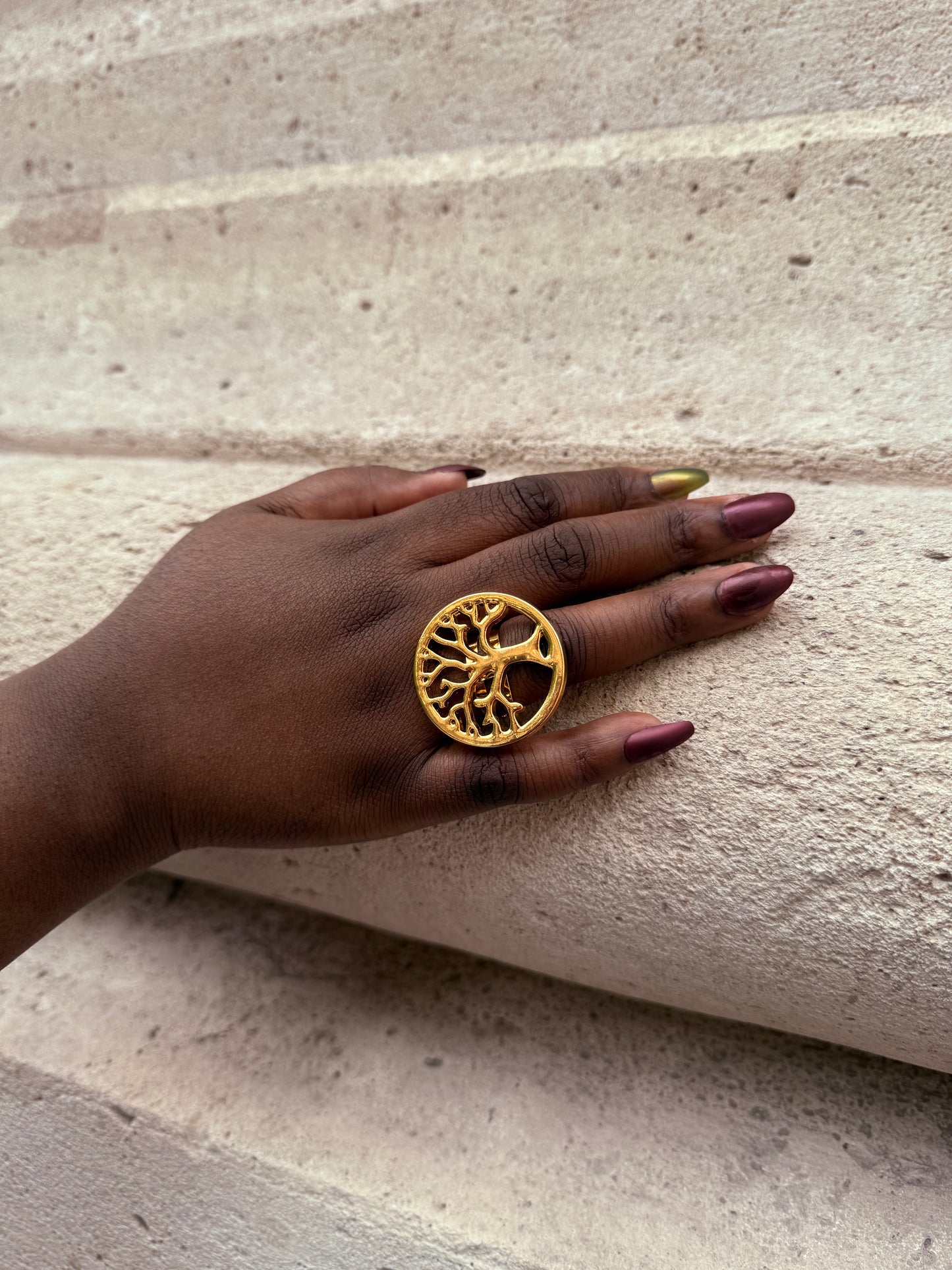 Bague ethnique dorée & ajustable