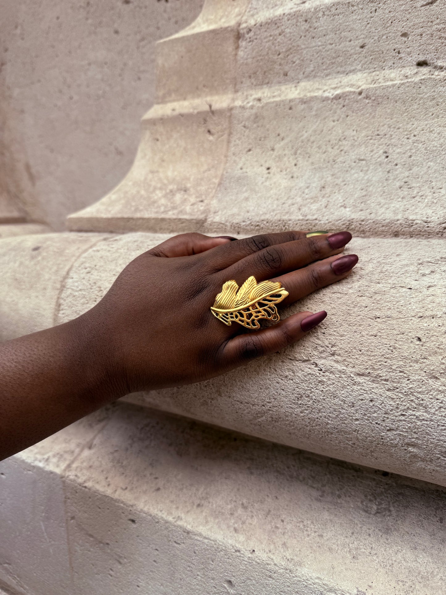 Bague ethnique dorée & ajustable