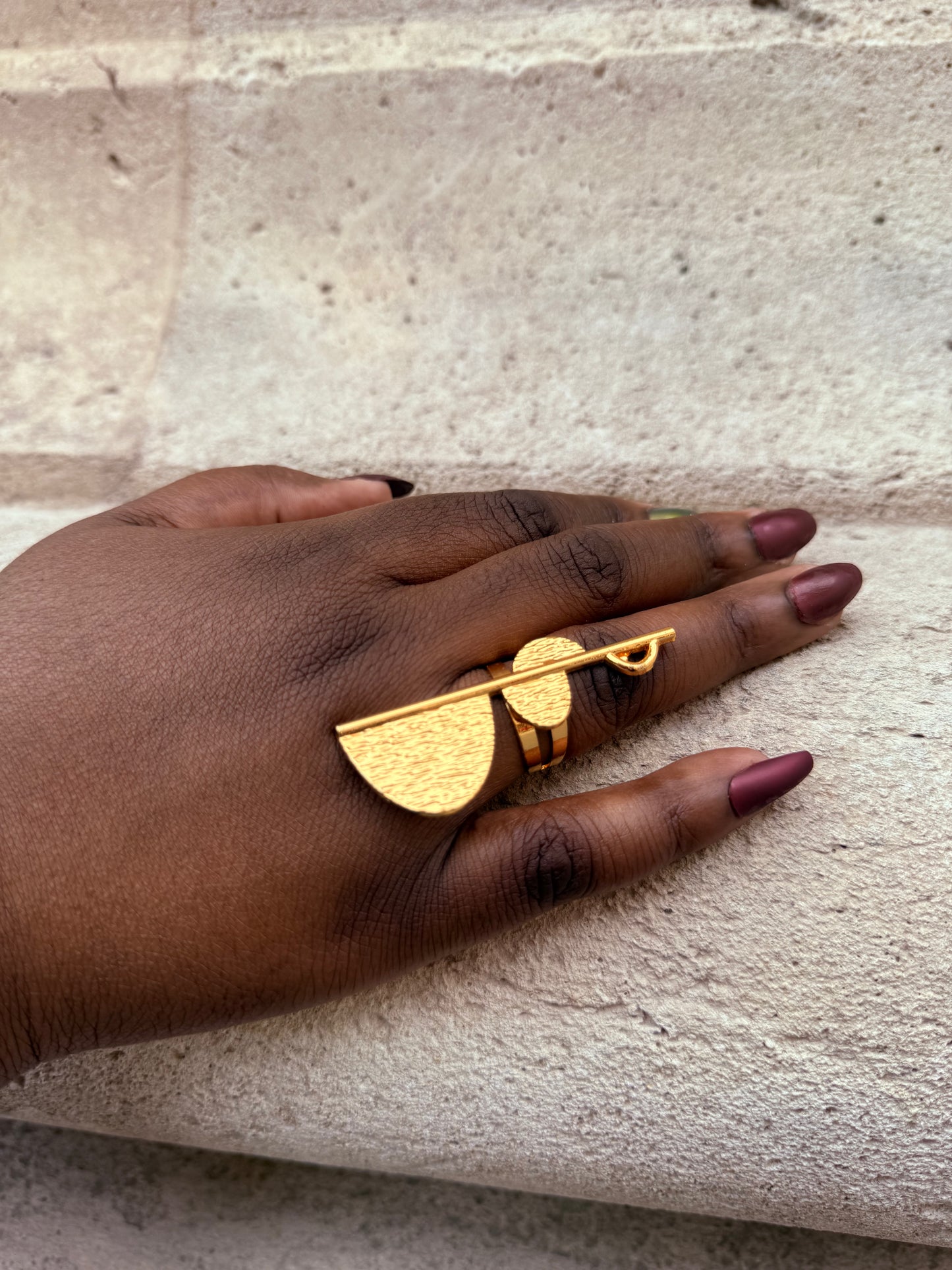 Bague ethnique dorée & ajustable