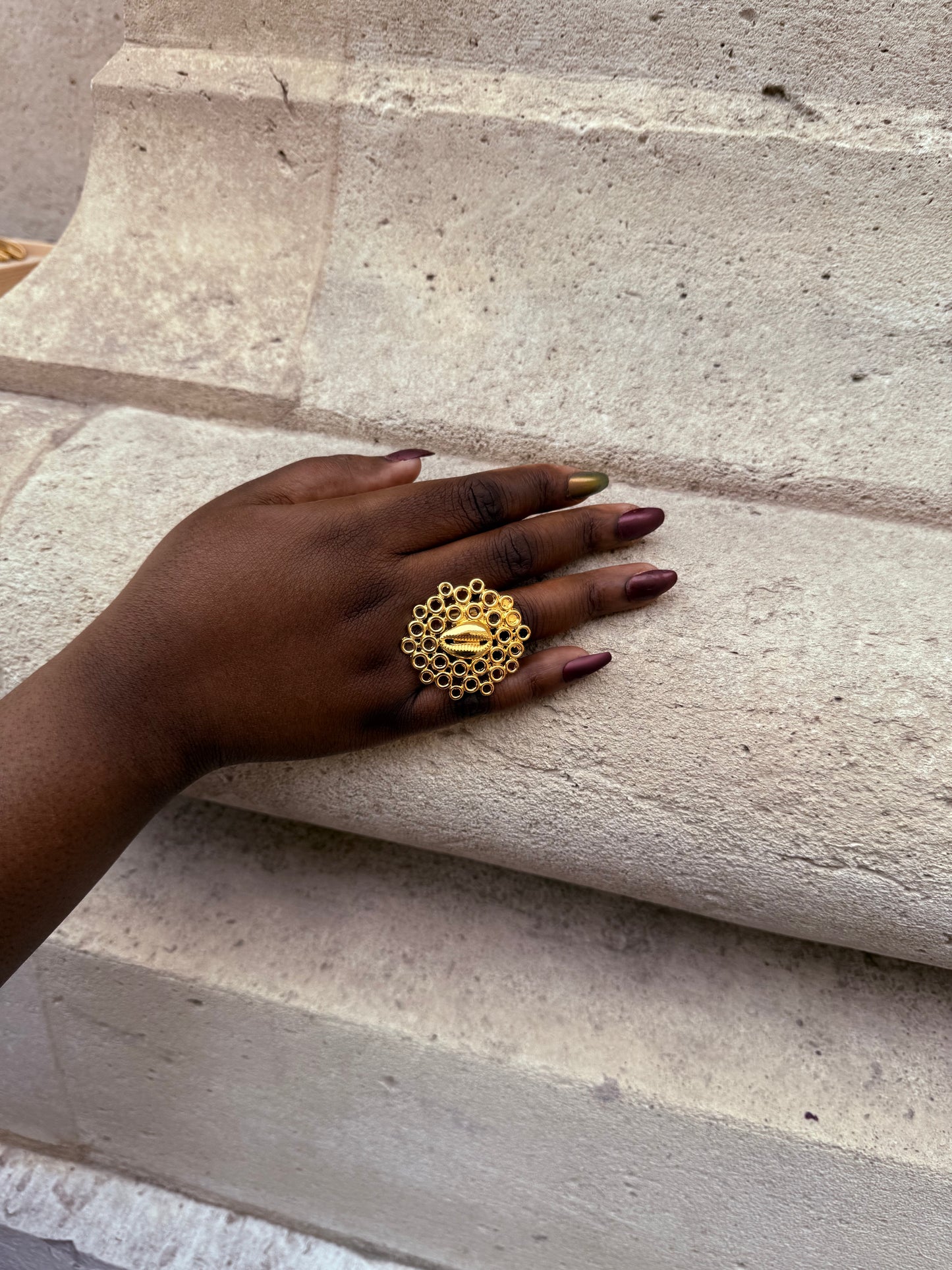 Bague ethnique dorée & ajustable