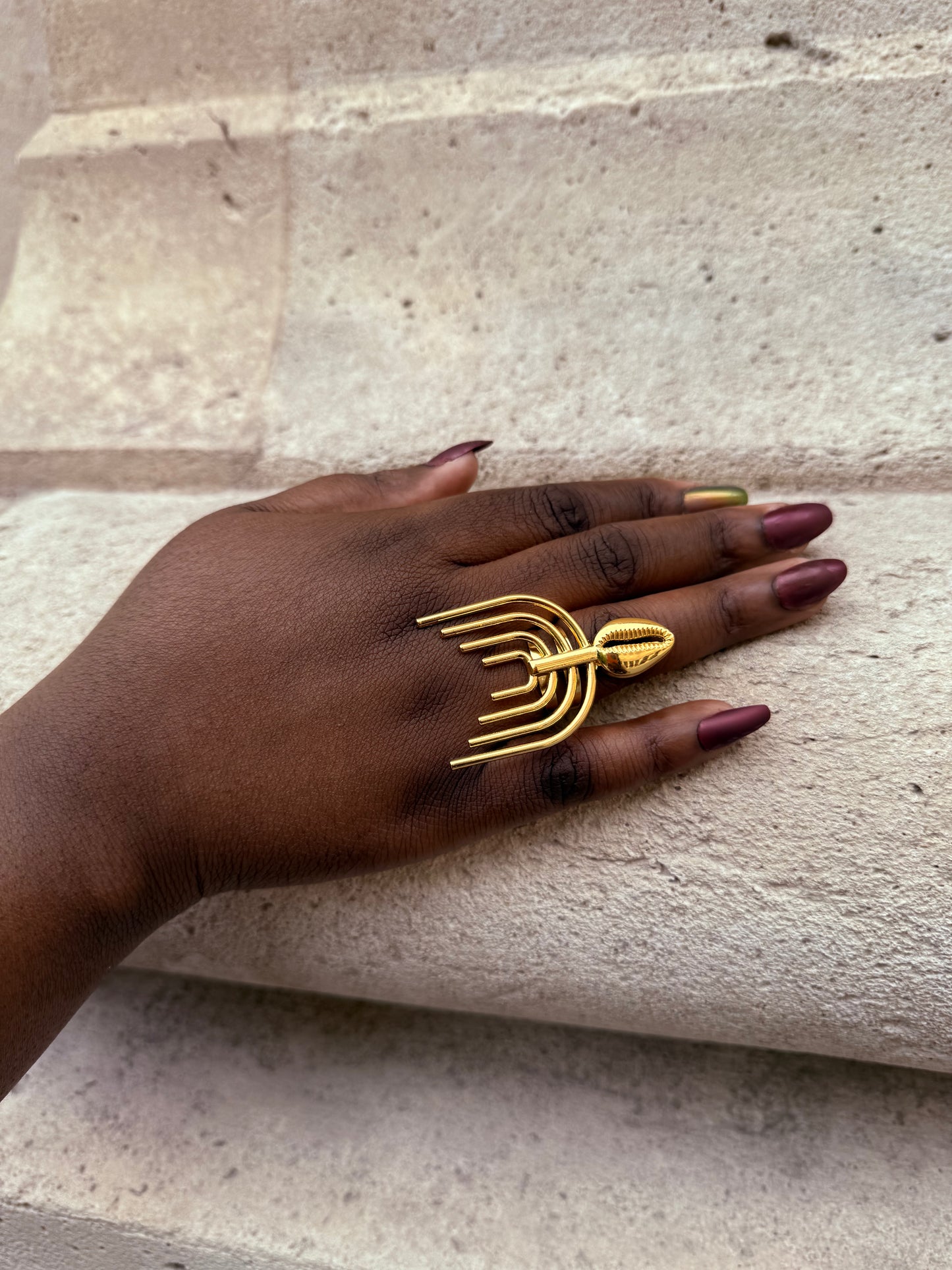 Bague ethnique dorée & ajustable