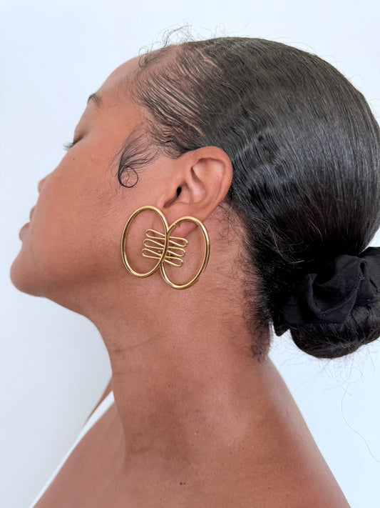 Boucle d'oreille fantaisie dorée