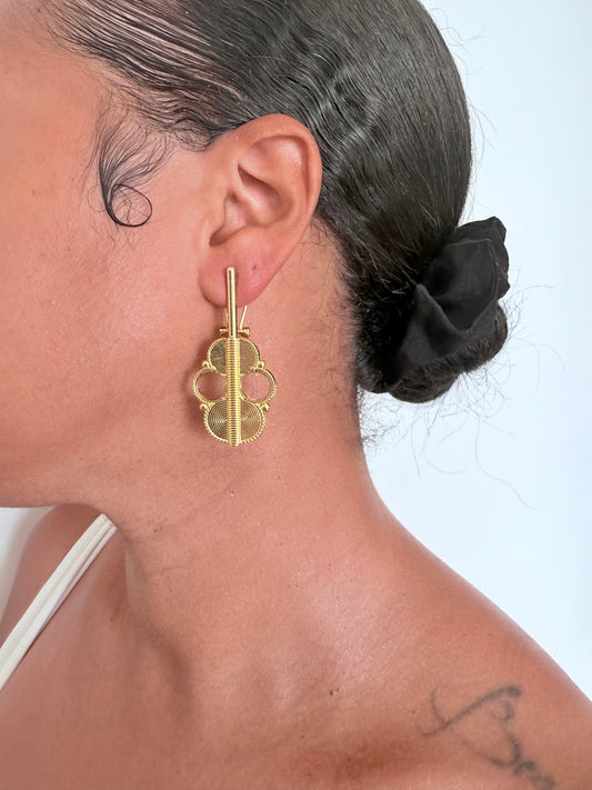 Boucle d'oreille fantaisie dorée