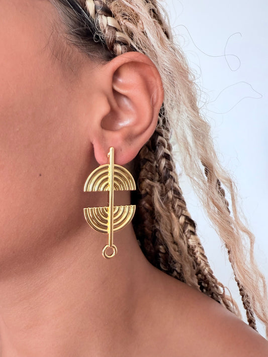 Boucle d'oreille fantaisie dorée