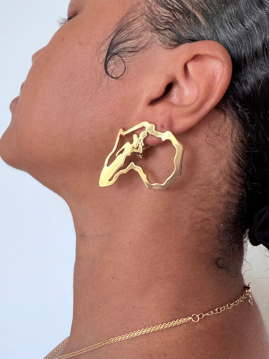 Boucle d'oreille fantaisie dorée