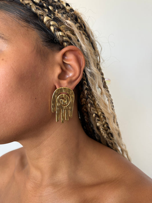 Boucle d'oreille fantaisie dorée