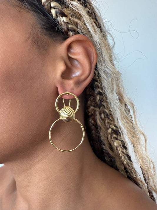 Boucle d'oreille fantaisie dorée