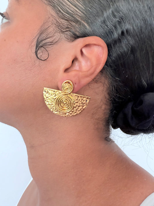 Boucle d'oreille fantaisie dorée