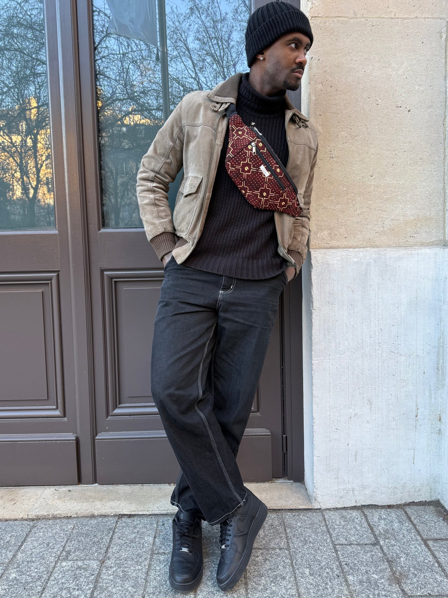 Banane Afro-Chic en pagne Bogo Brun