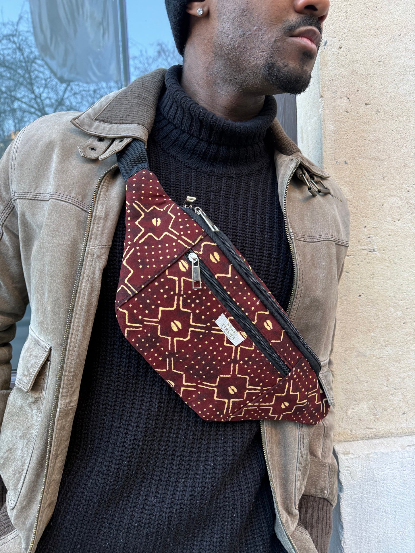 Banane Afro-Chic en pagne Bogo Brun