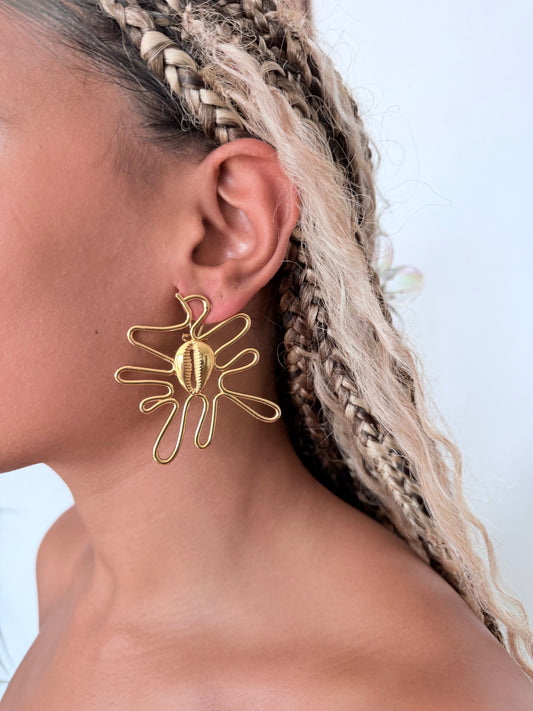 Boucle d'oreille fantaisie dorée