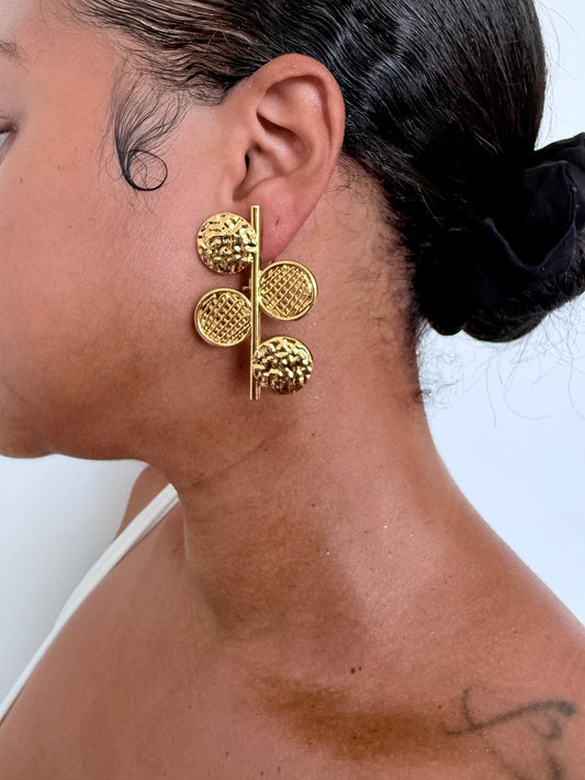 Boucle d'oreille fantaisie dorée