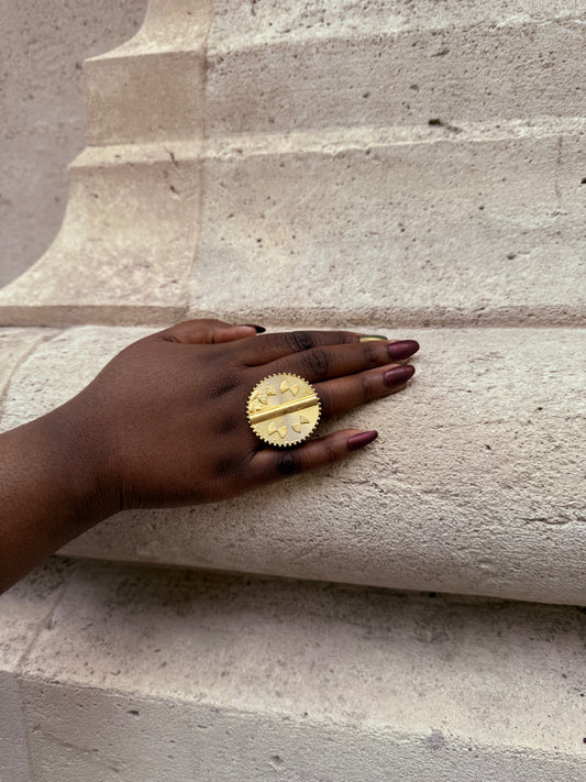 Bague ethnique dorée & ajustable
