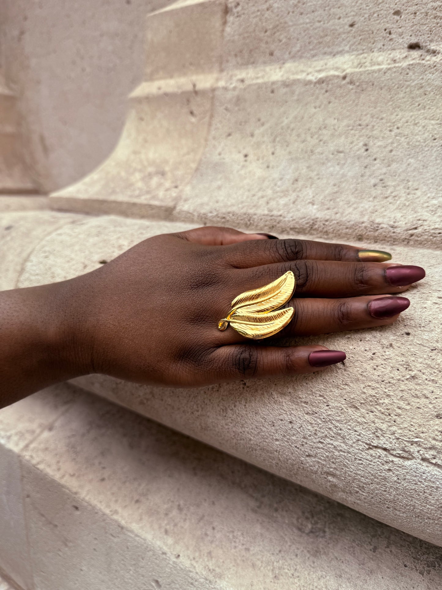 Bague ethnique dorée & ajustable
