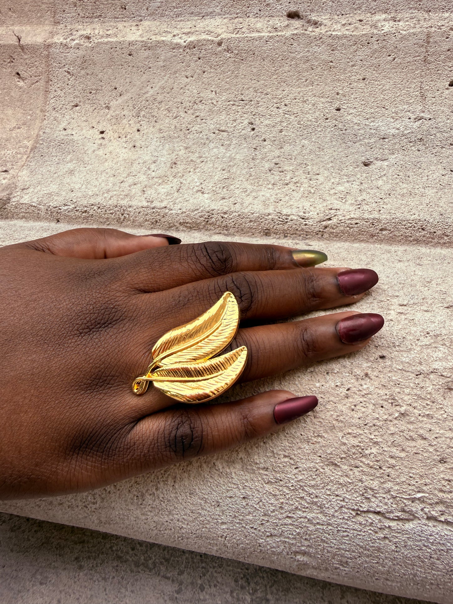 Bague ethnique dorée & ajustable