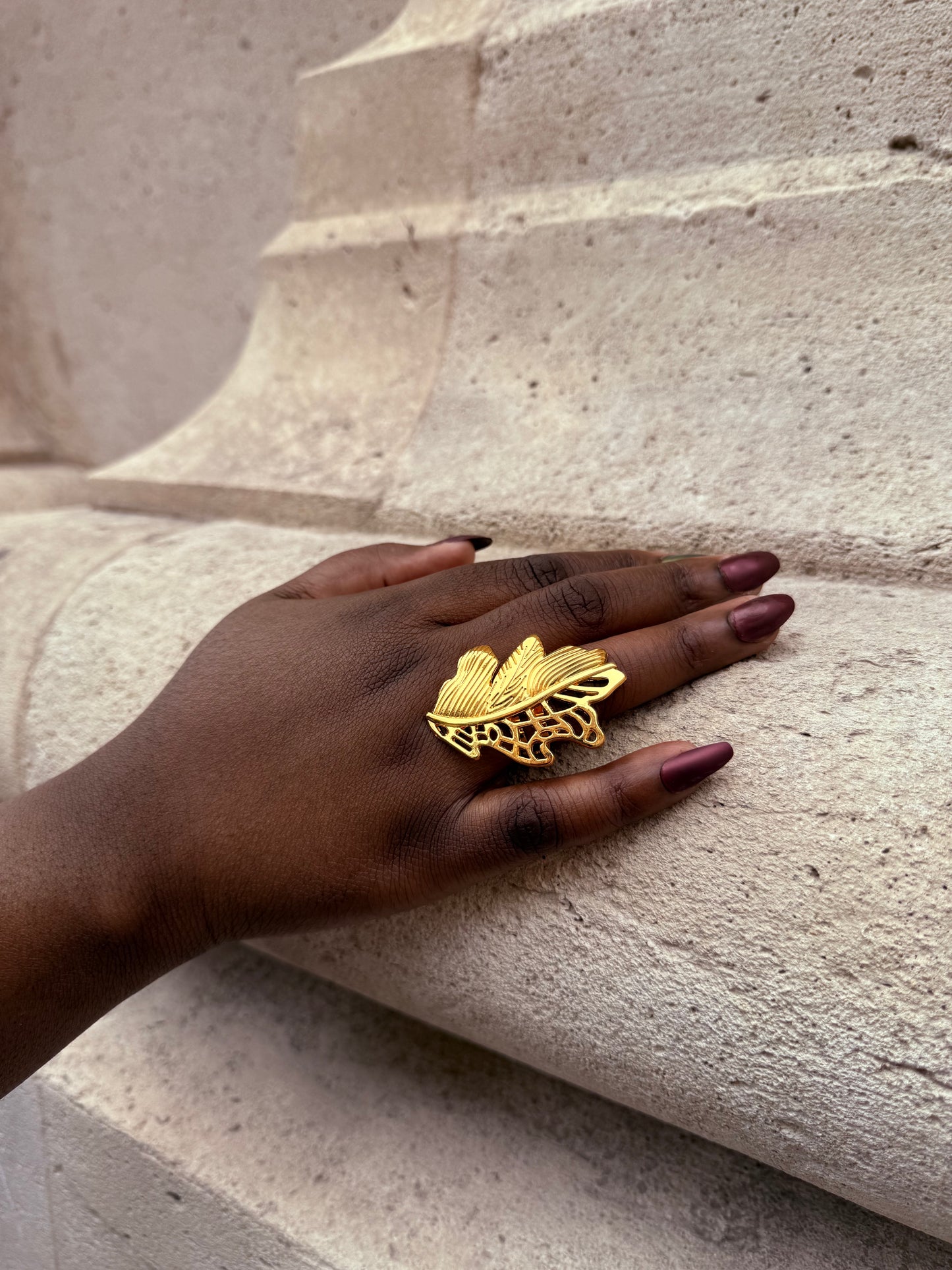 Bague ethnique dorée & ajustable