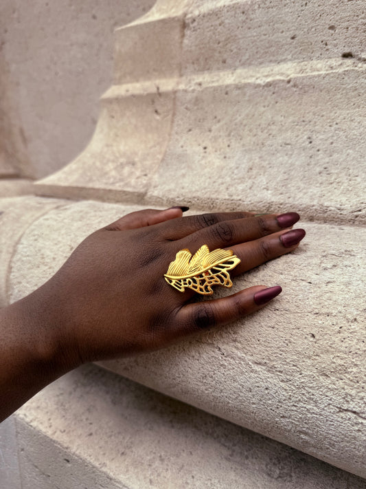 Bague ethnique dorée & ajustable