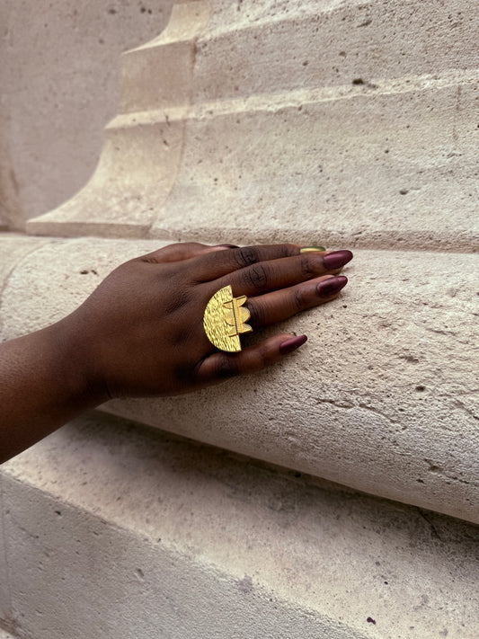 Bague ethnique dorée & ajustable