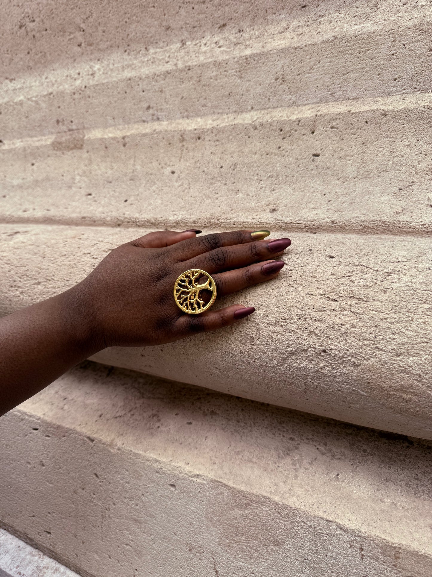 Bague ethnique dorée & ajustable