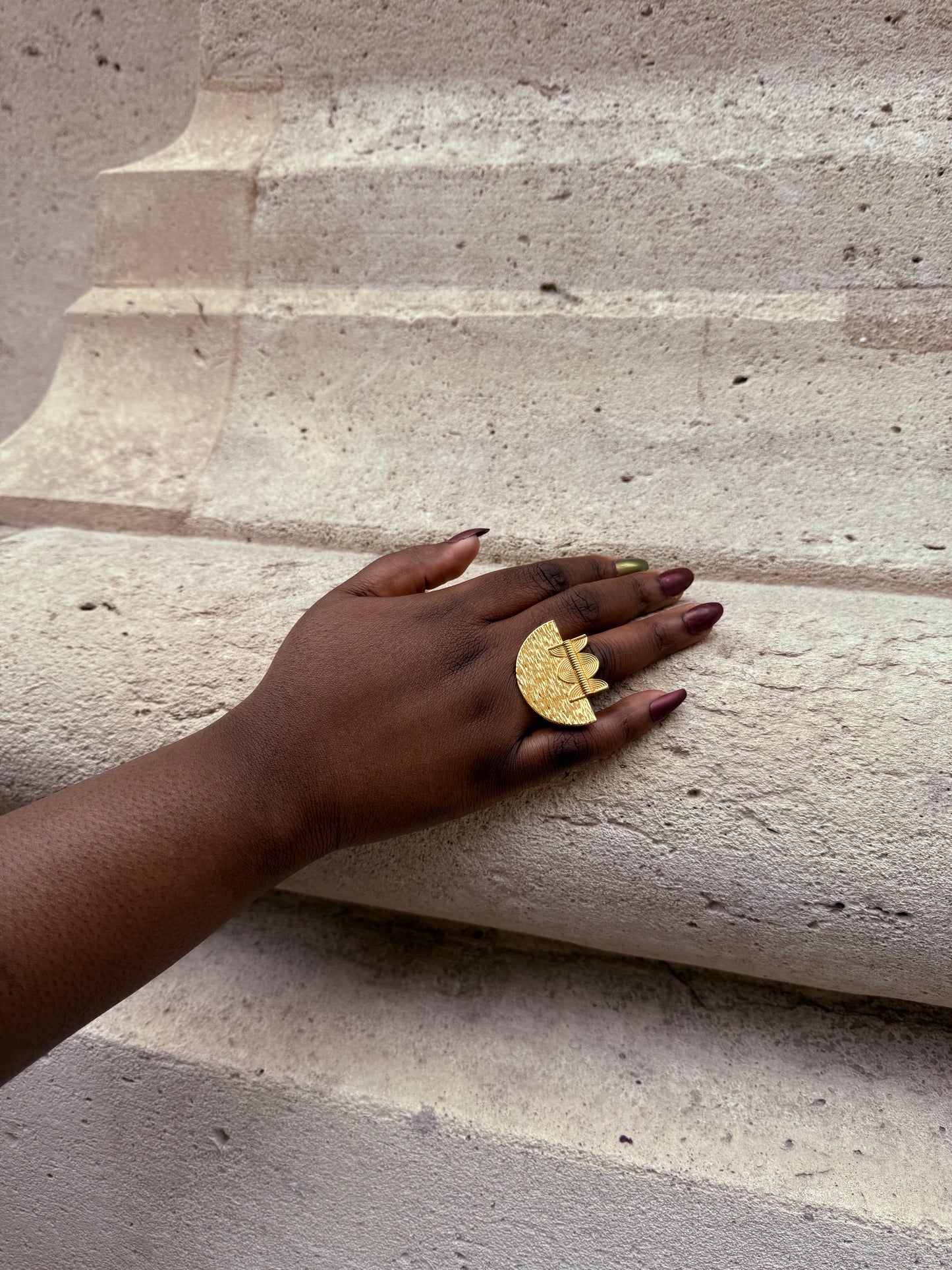 Bague ethnique dorée & ajustable