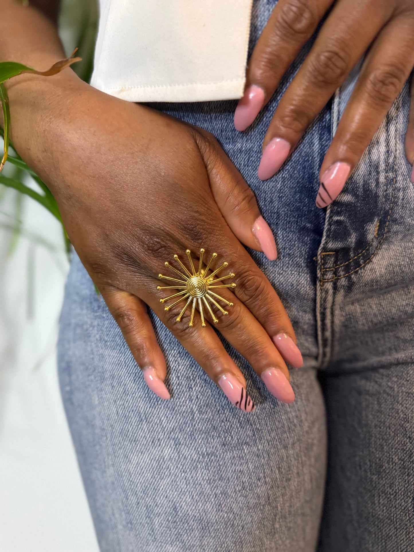 Bague ethnique dorée & ajustable