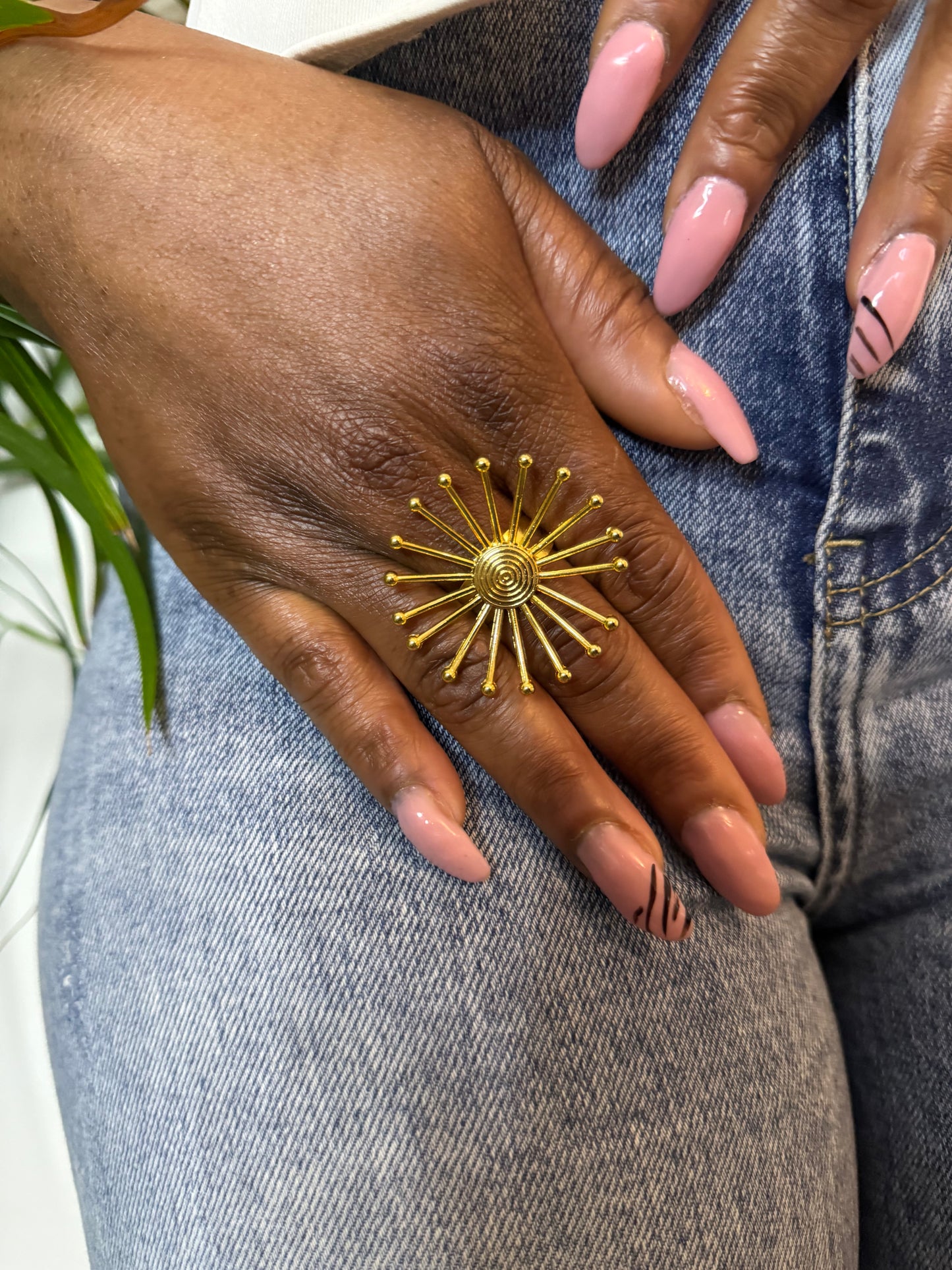 Bague ethnique dorée & ajustable