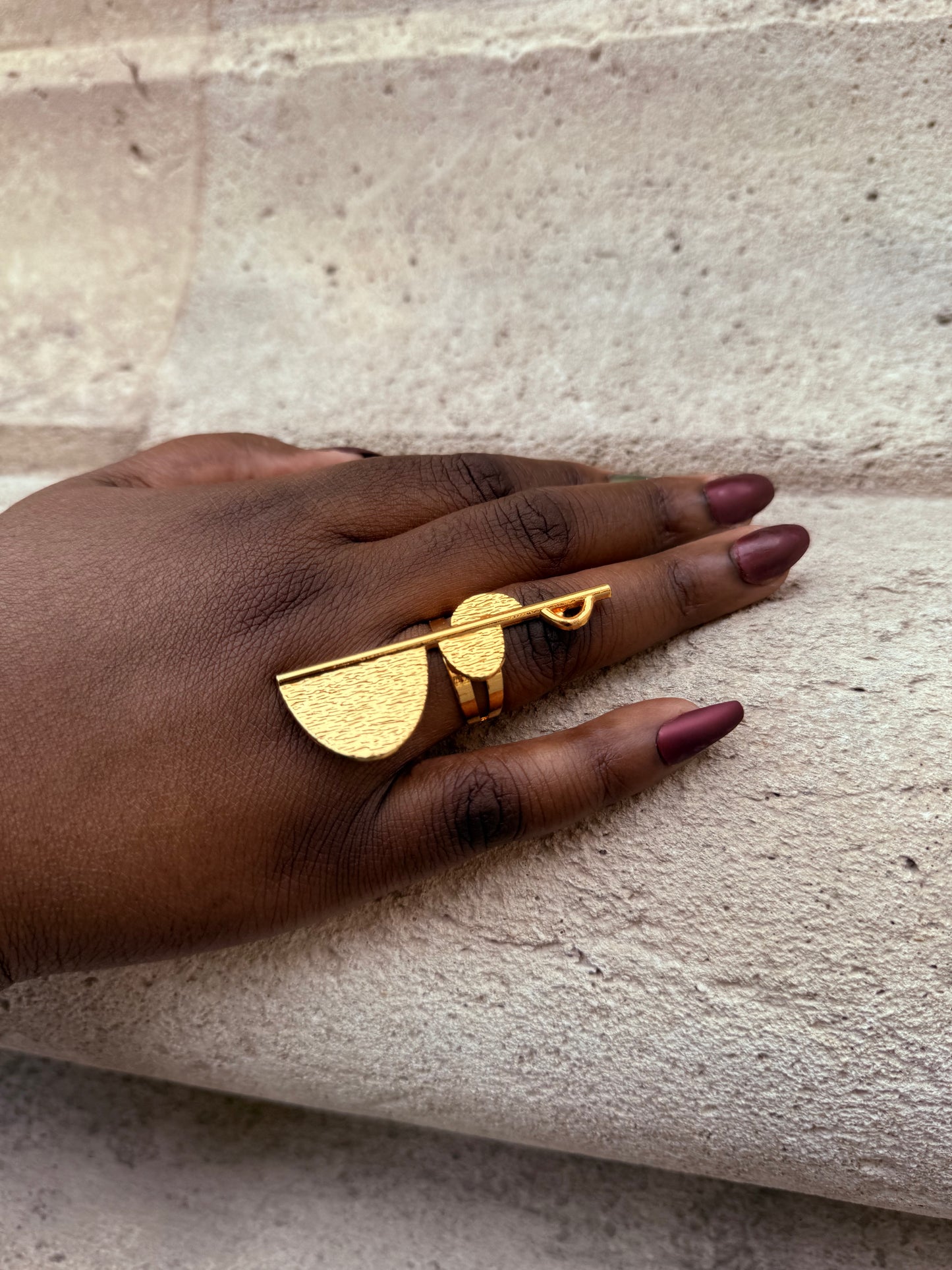 Bague ethnique dorée & ajustable
