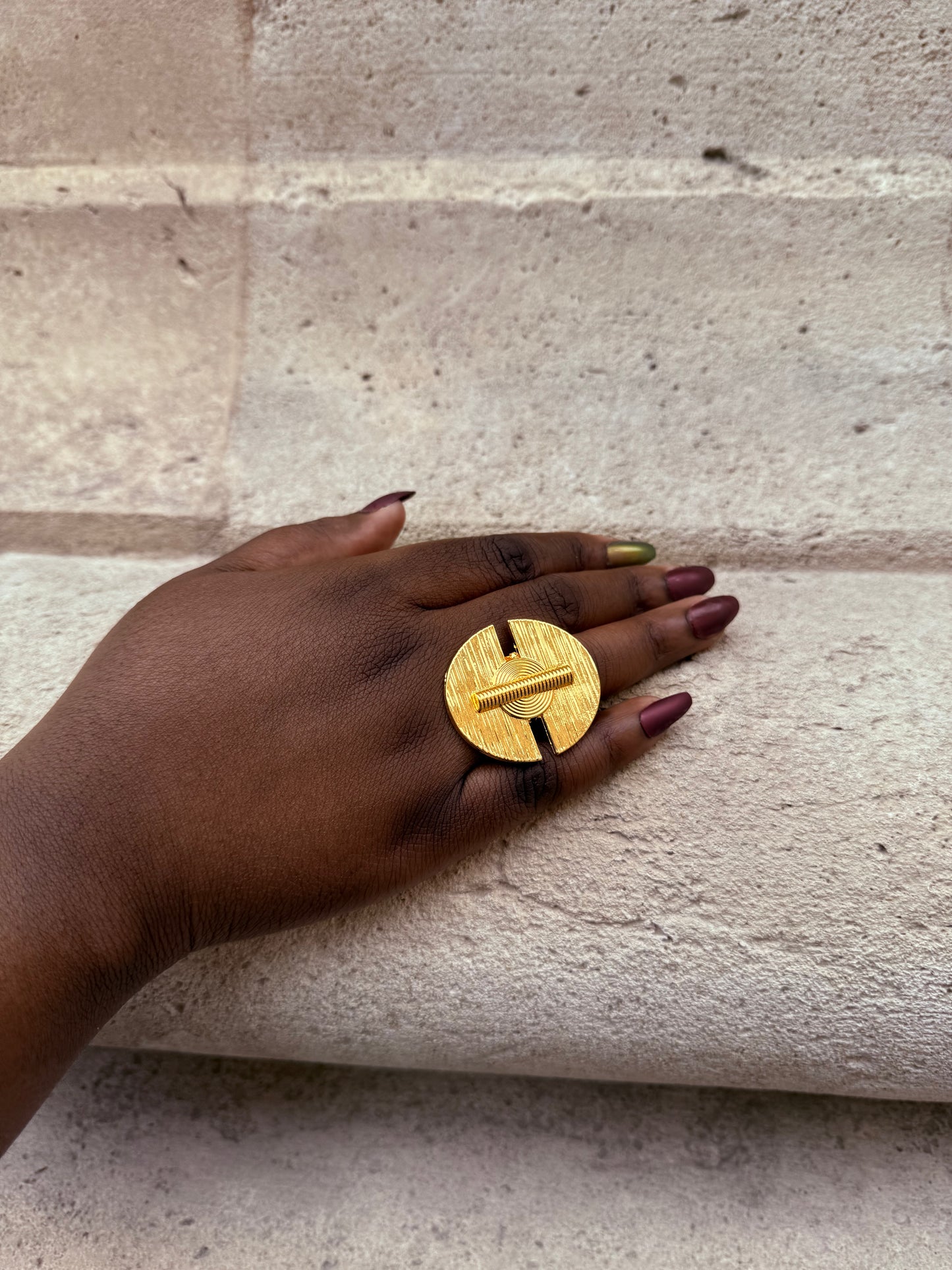 Bague ethnique dorée & ajustable
