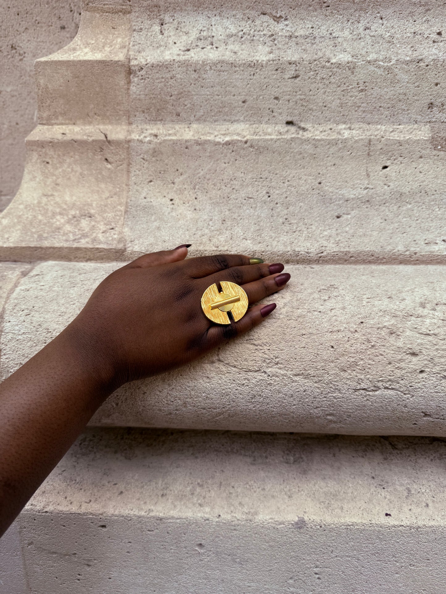 Bague ethnique dorée & ajustable