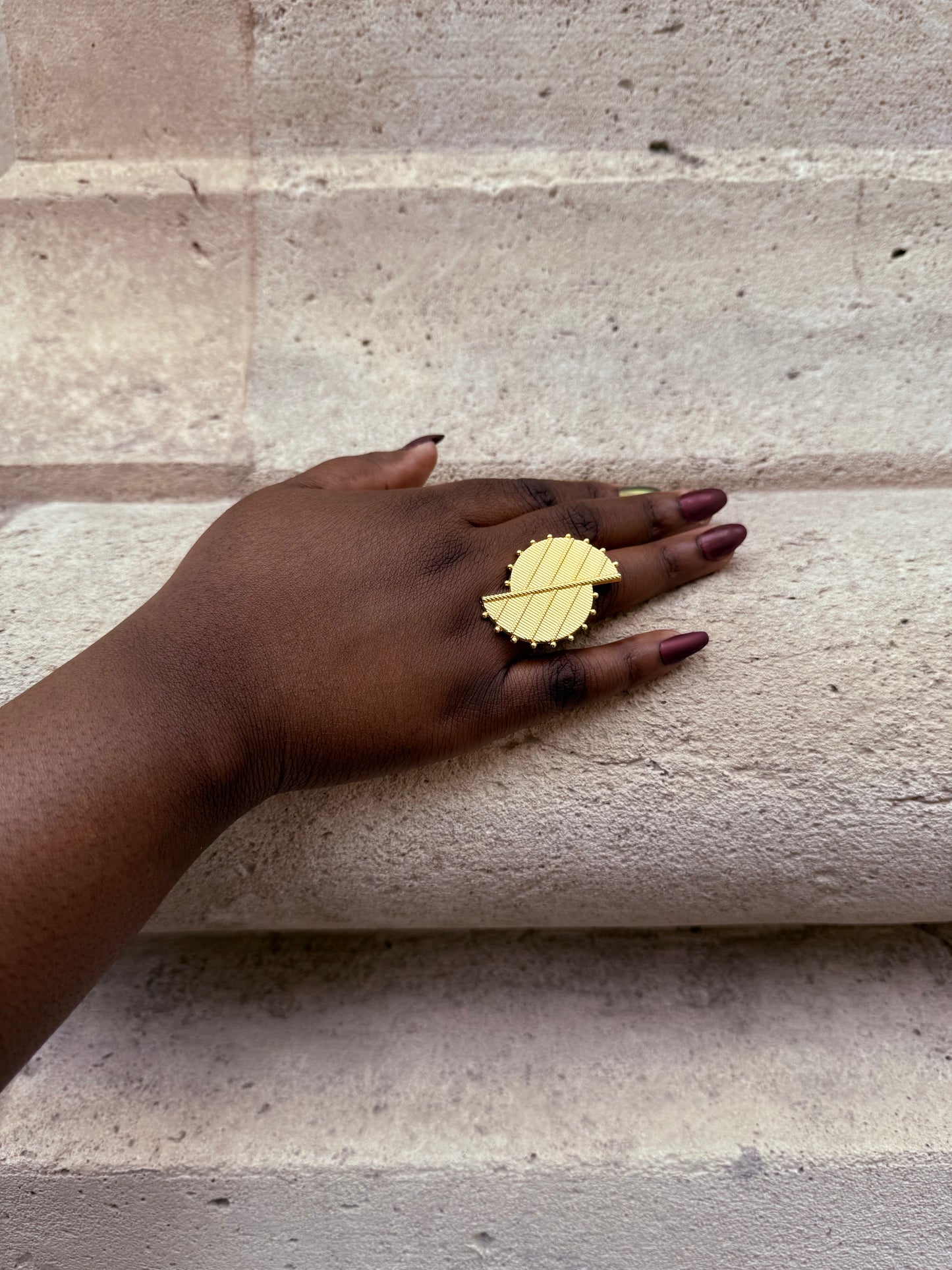 Bague ethnique dorée & ajustable