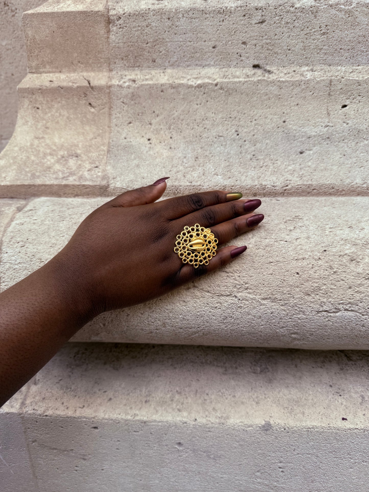 Bague ethnique dorée & ajustable