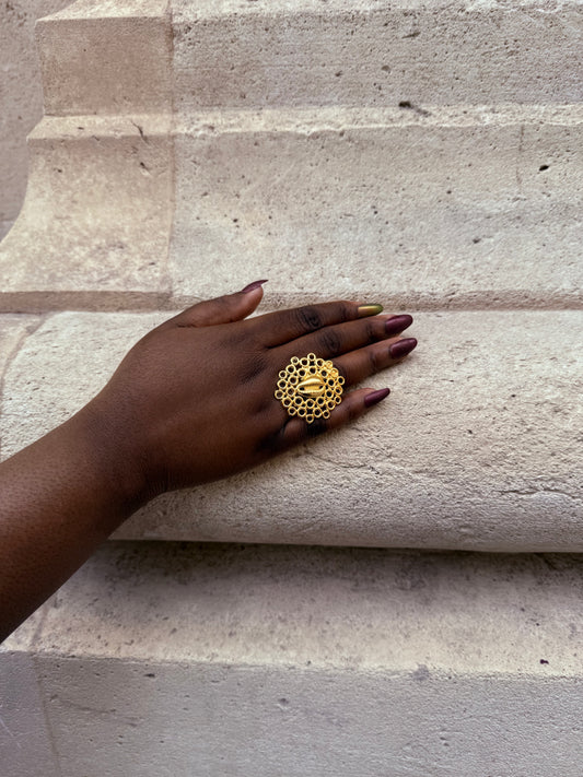 Bague ethnique dorée & ajustable