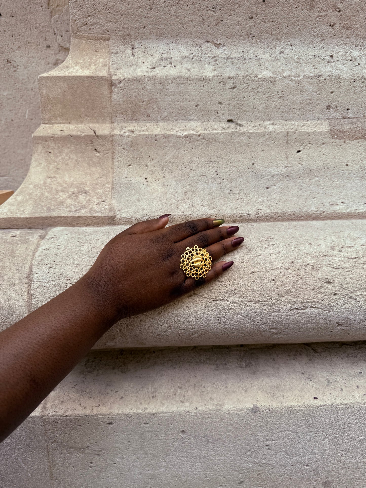 Bague ethnique dorée & ajustable