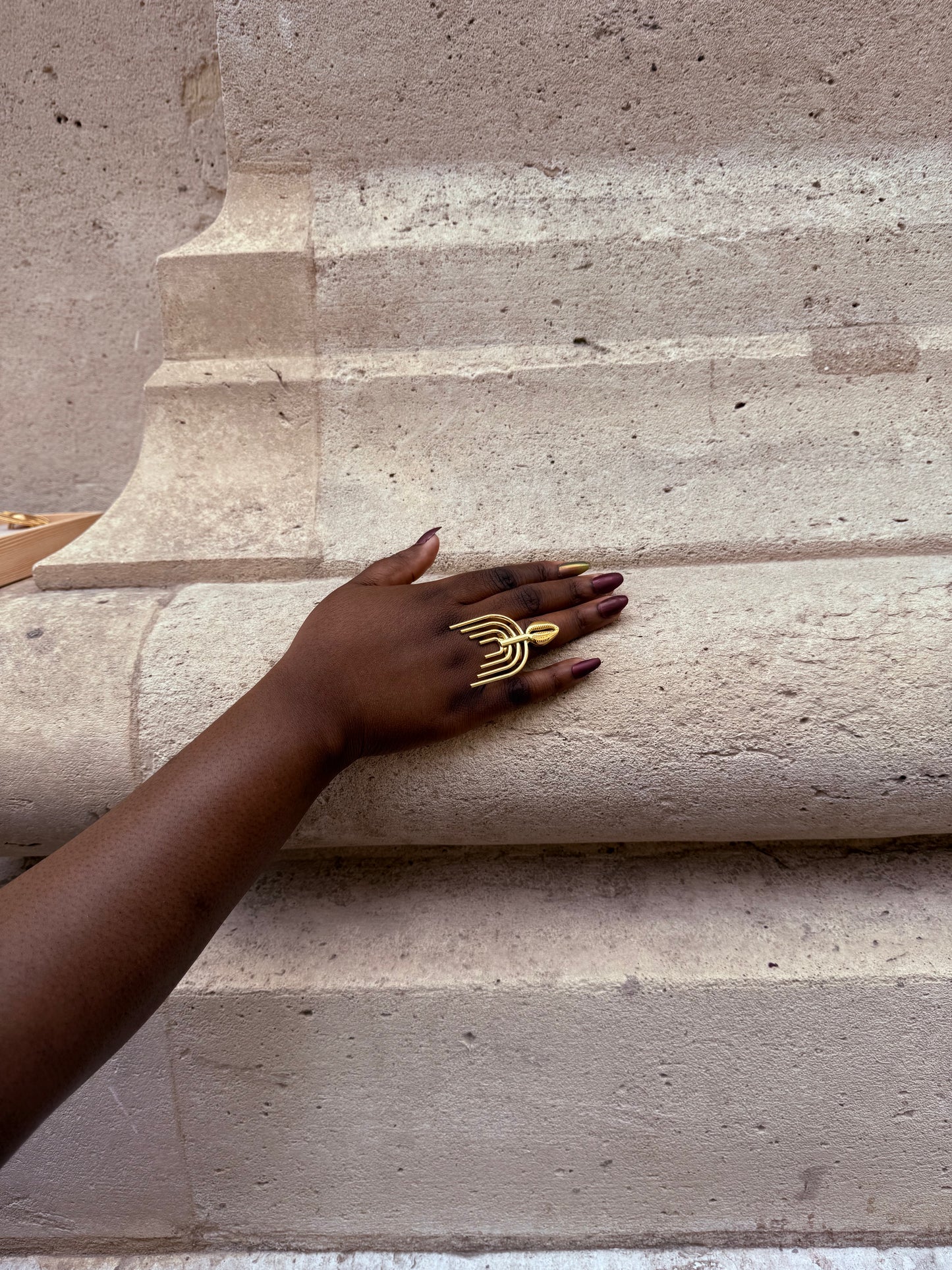 Bague ethnique dorée & ajustable