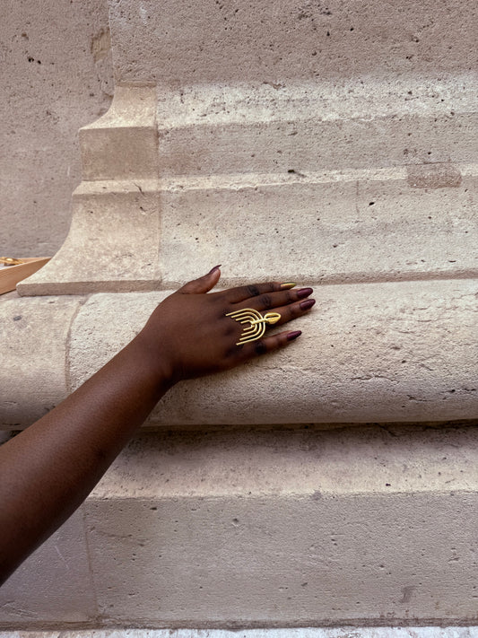 Bague ethnique dorée & ajustable