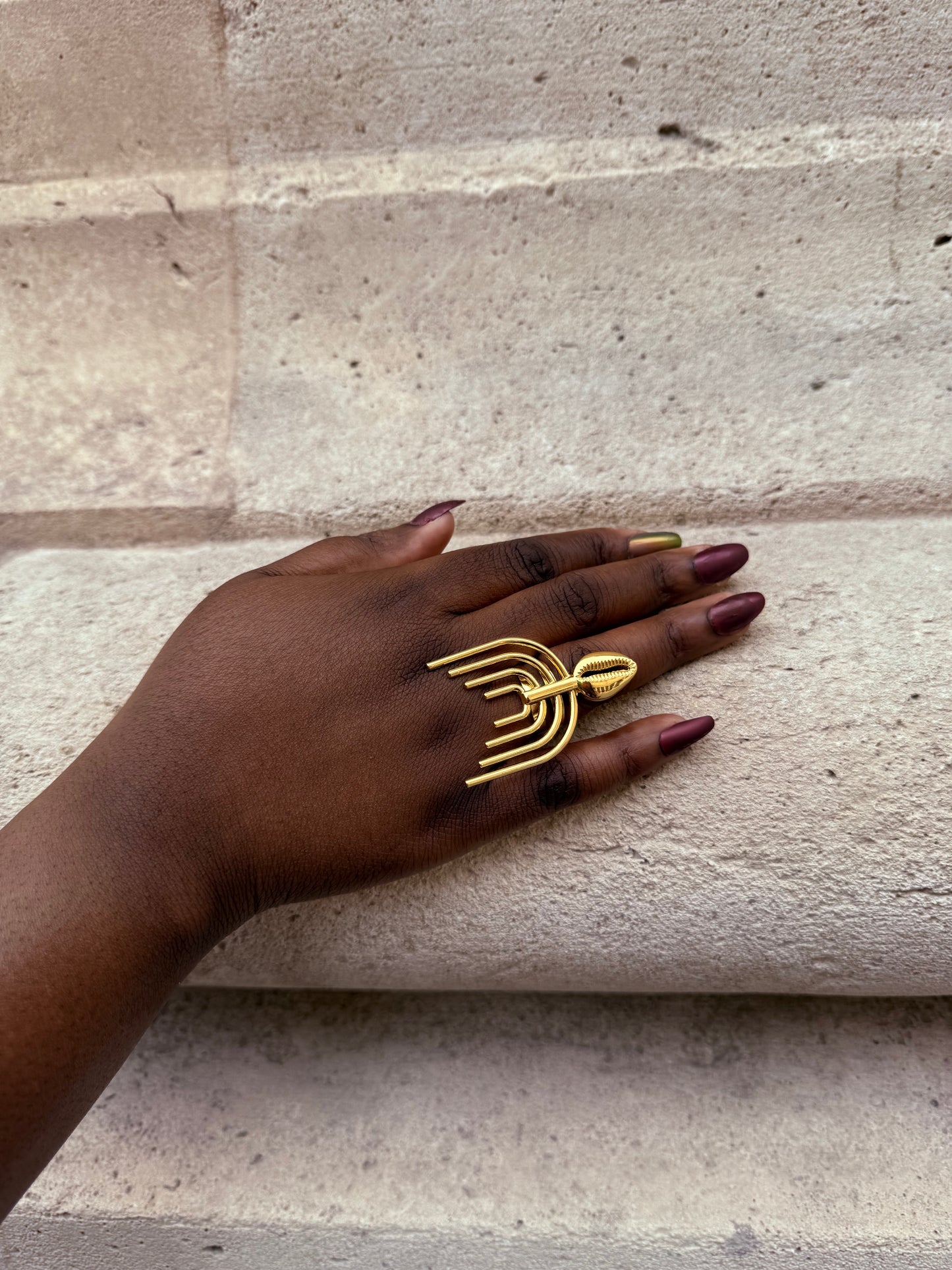Bague ethnique dorée & ajustable