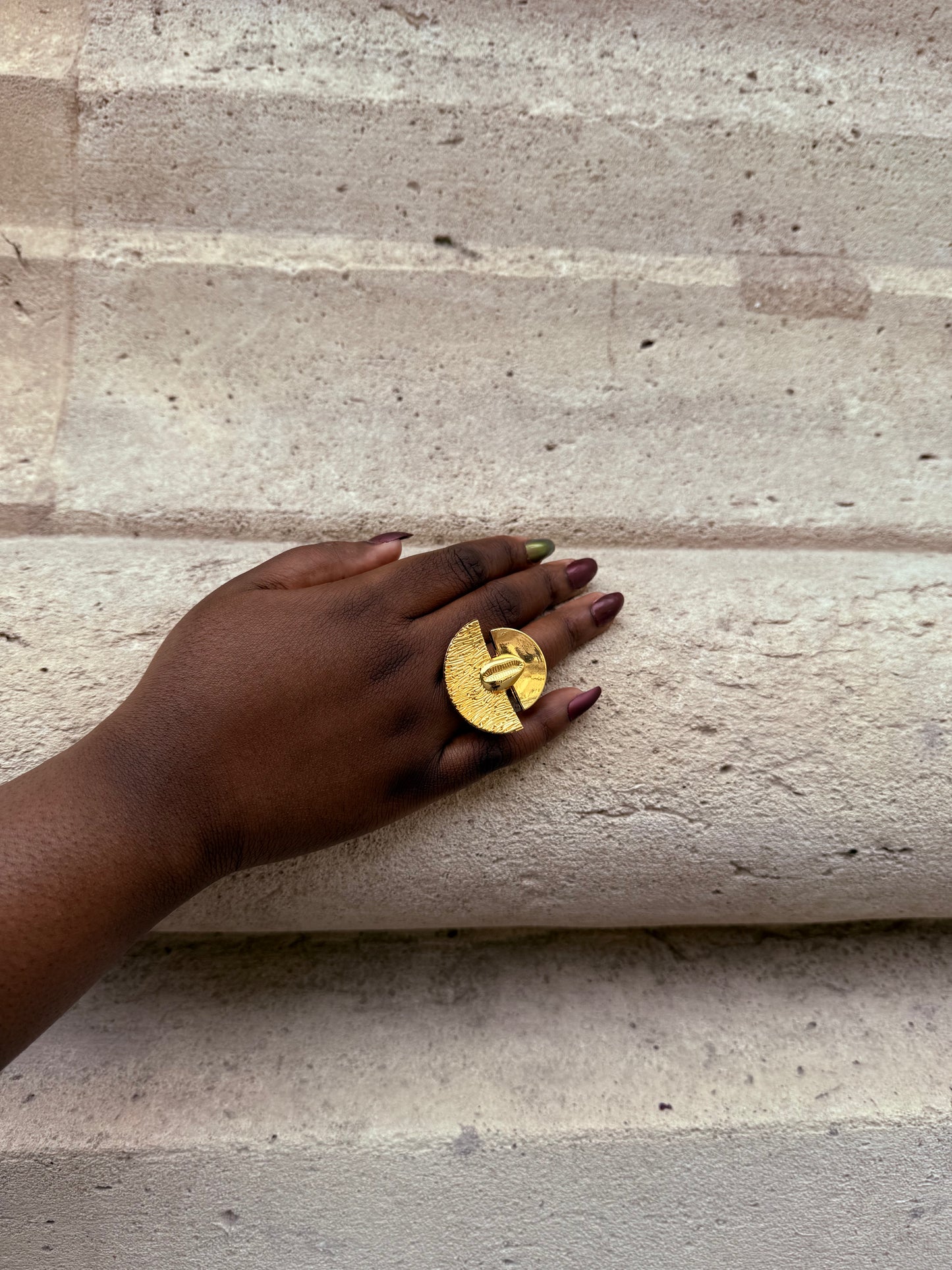 Bague ethnique dorée & ajustable