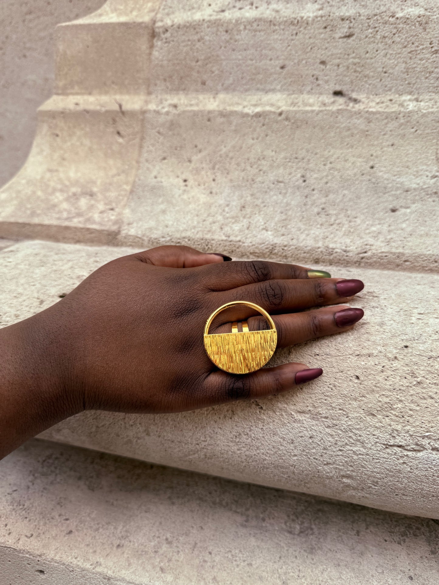 Bague ethnique dorée & ajustable