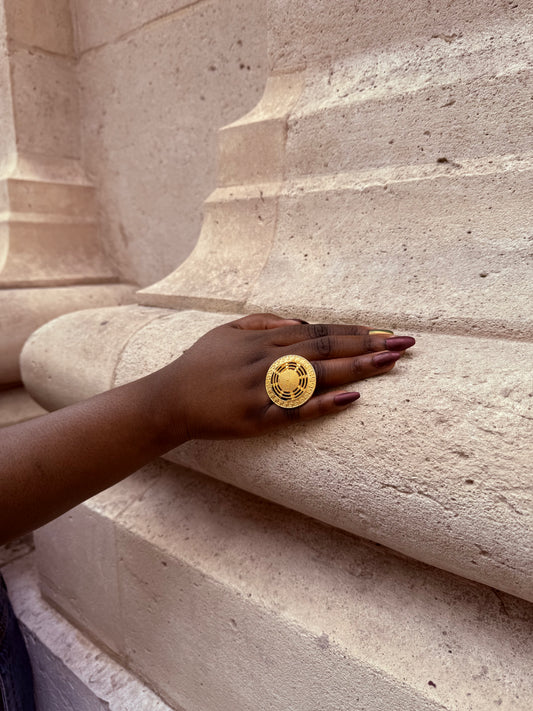 Bague ethnique dorée & ajustable