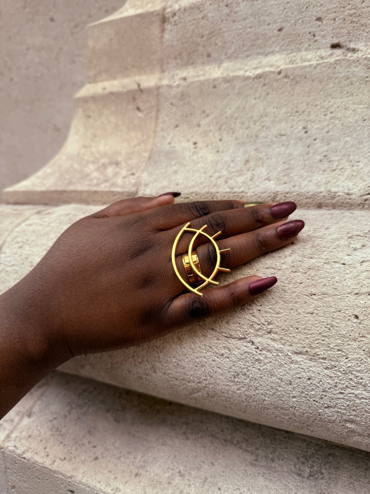 Bague ethnique dorée & ajustable