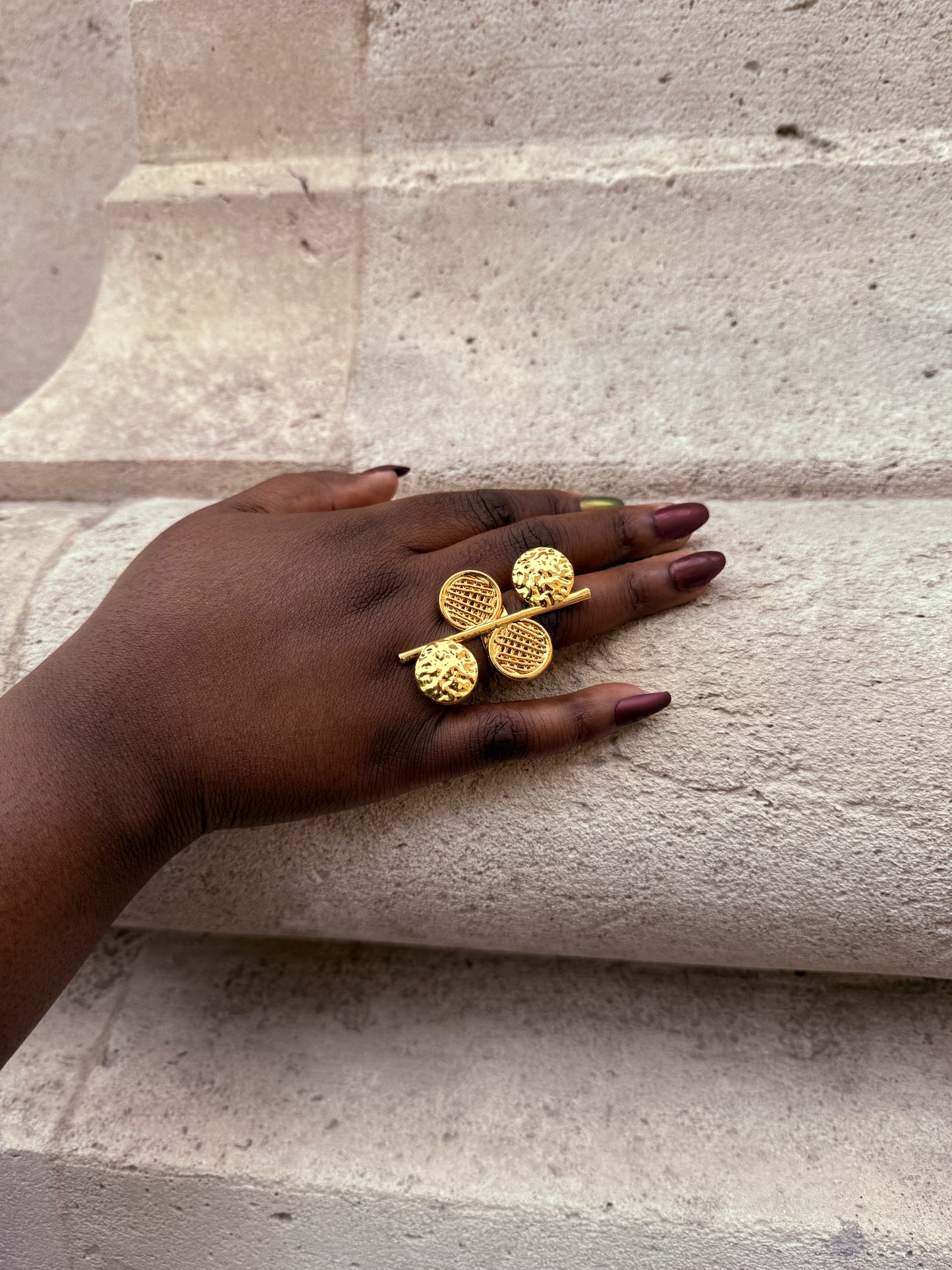 Bague ethnique dorée & ajustable