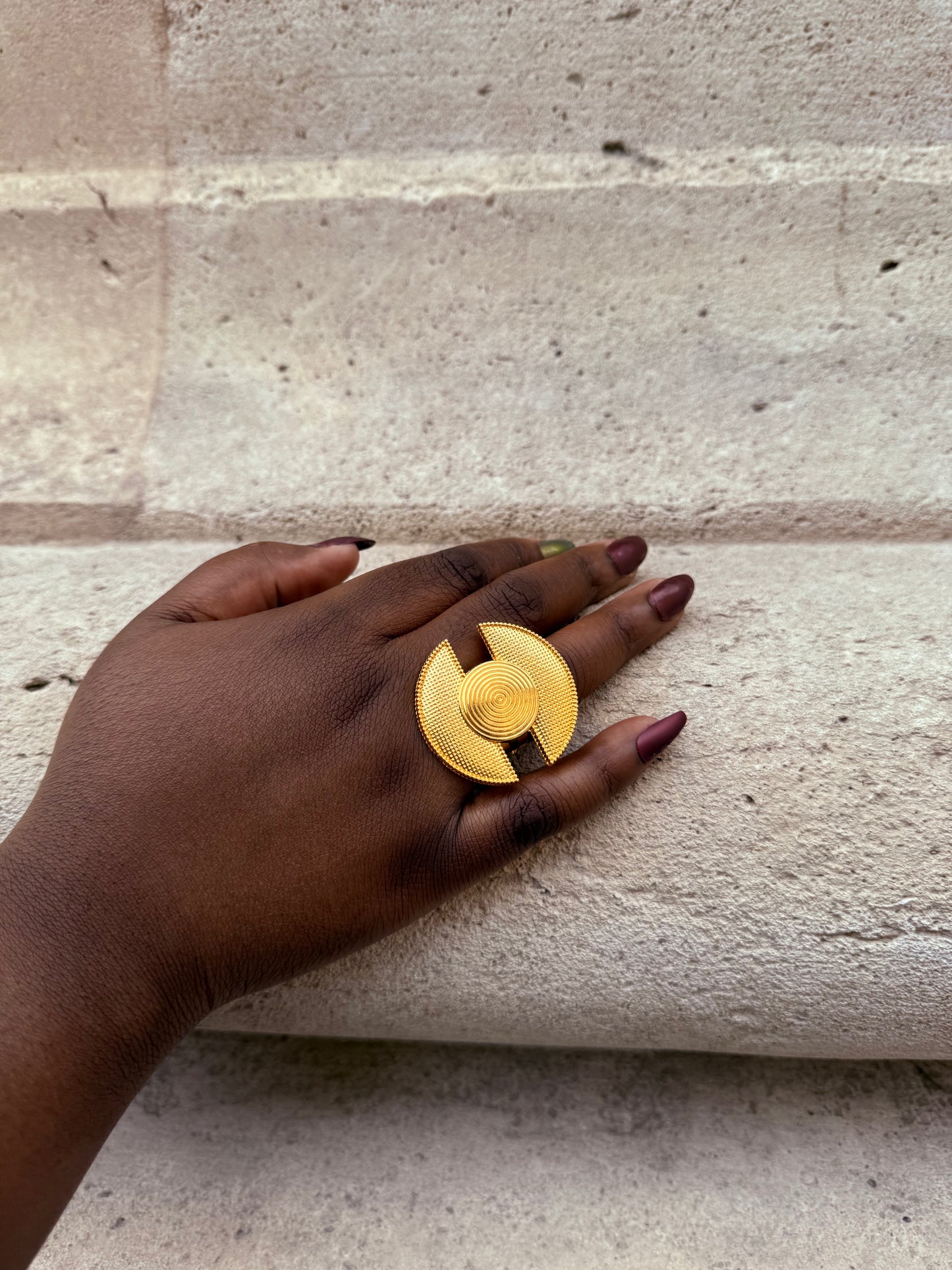 Bague ethnique dorée & ajustable
