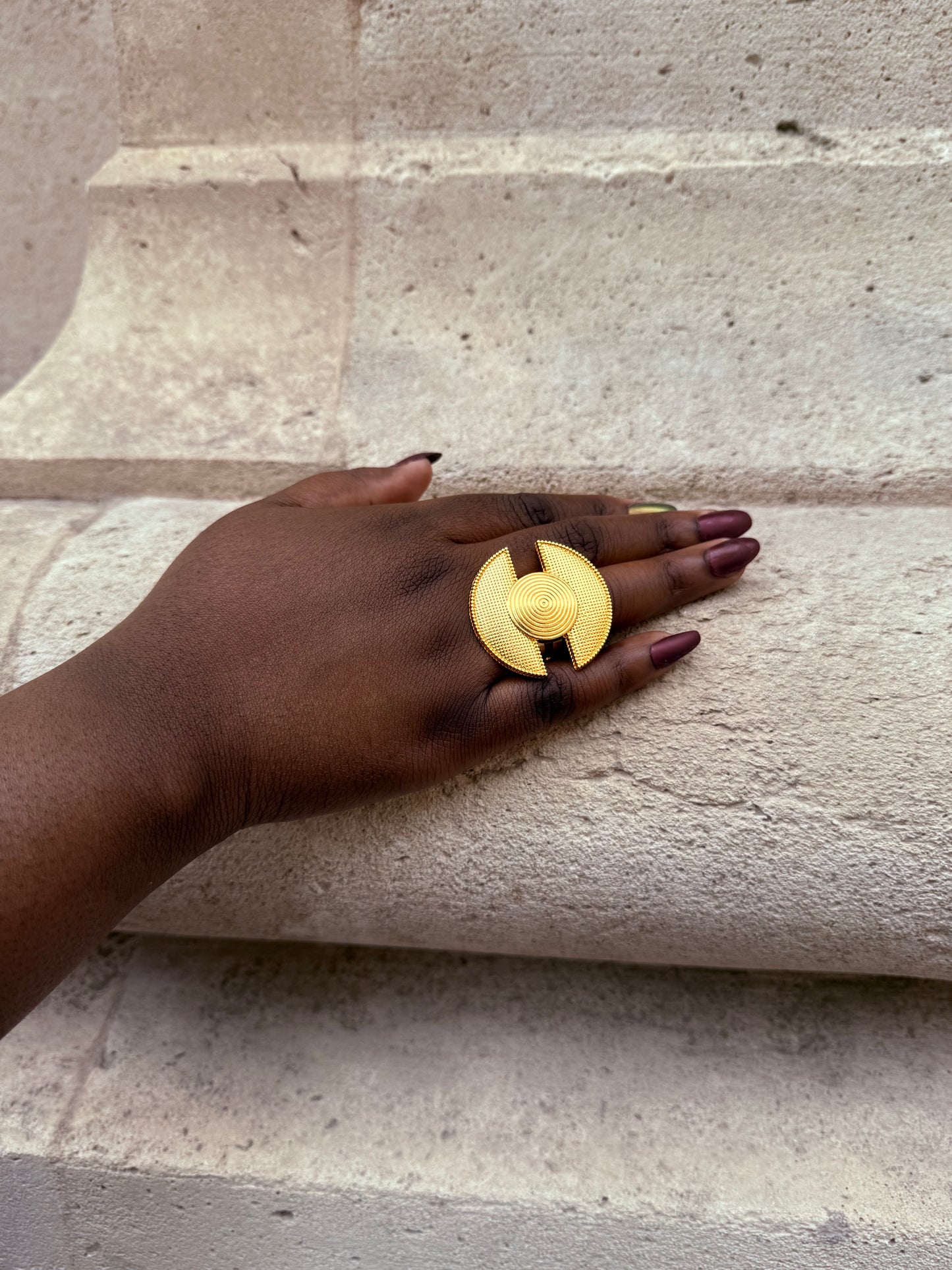 Bague ethnique dorée & ajustable