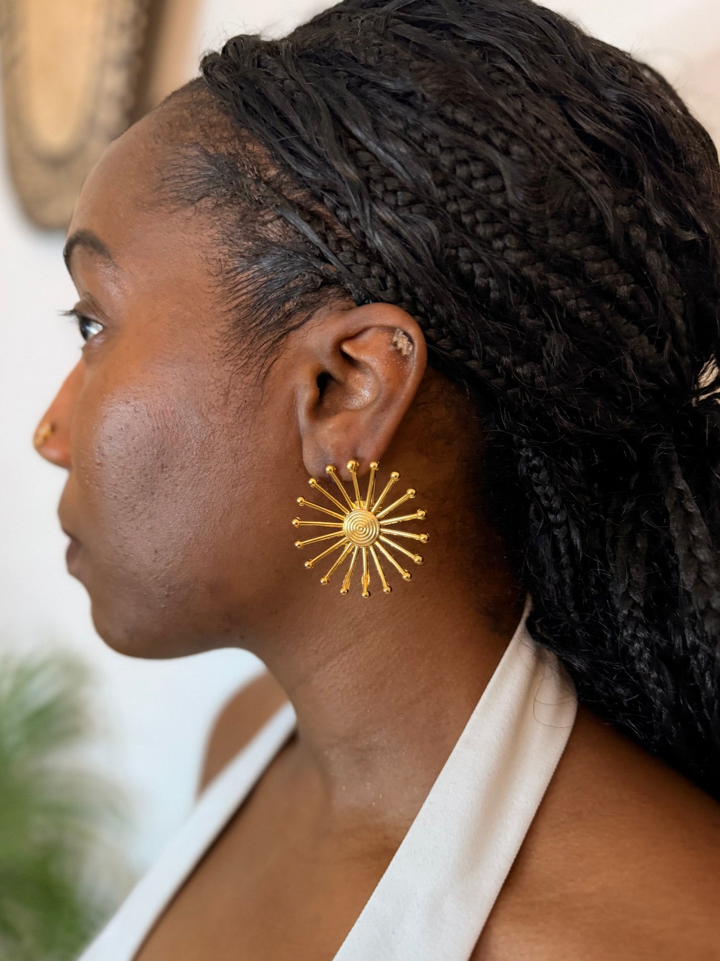 Boucles d’oreilles ethniques dorées Afro Chic