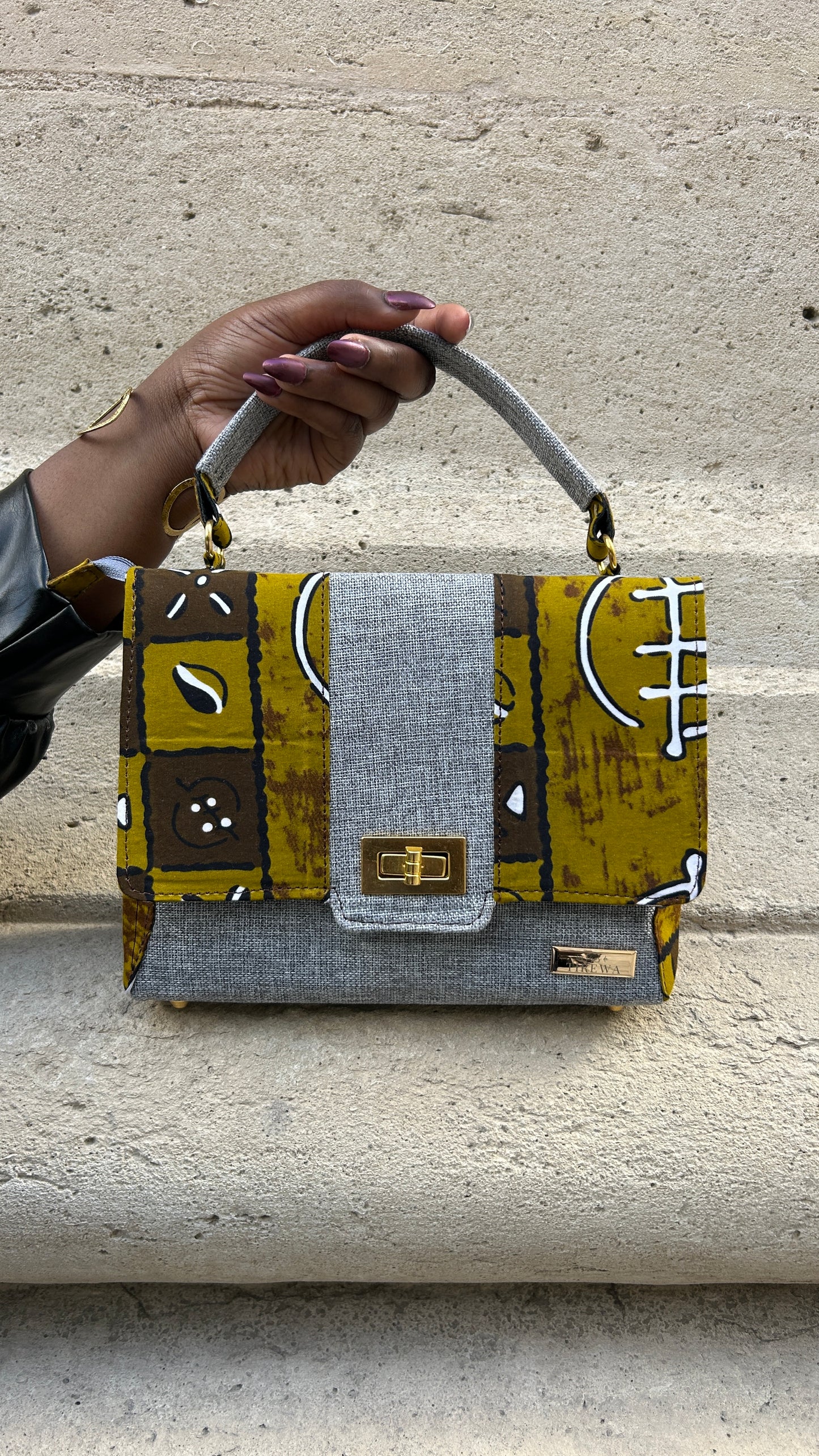 Sac Diani en raphia & imprimé pagne bogolan