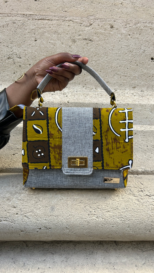 Sac Diani en raphia & imprimé pagne bogolan
