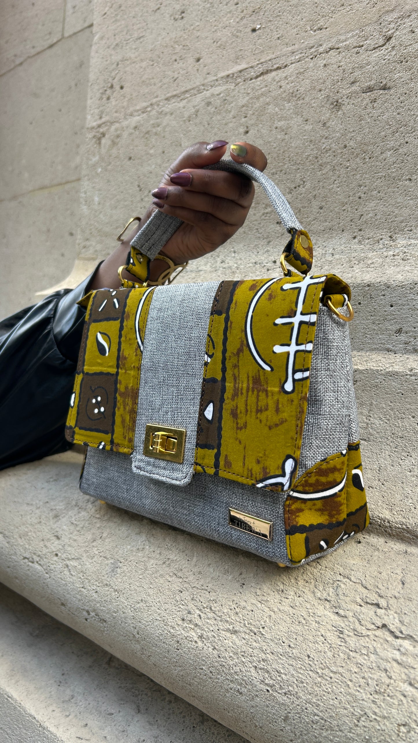 Sac Diani en raphia & imprimé pagne bogolan